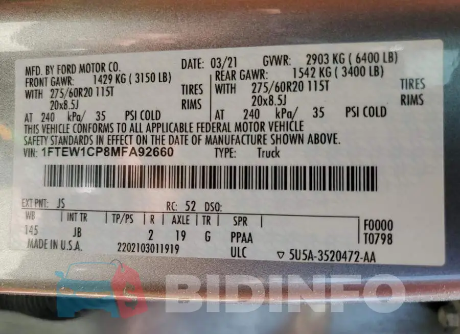 1FTEW1CP8MFA92660 Photo# 13