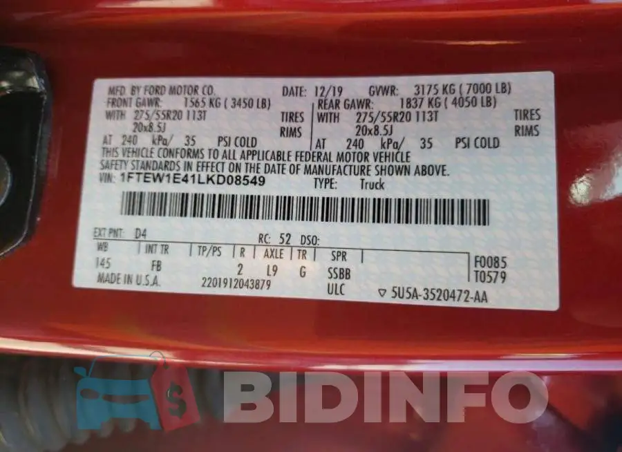 1FTEW1E41LKD08549 Photo# 10
