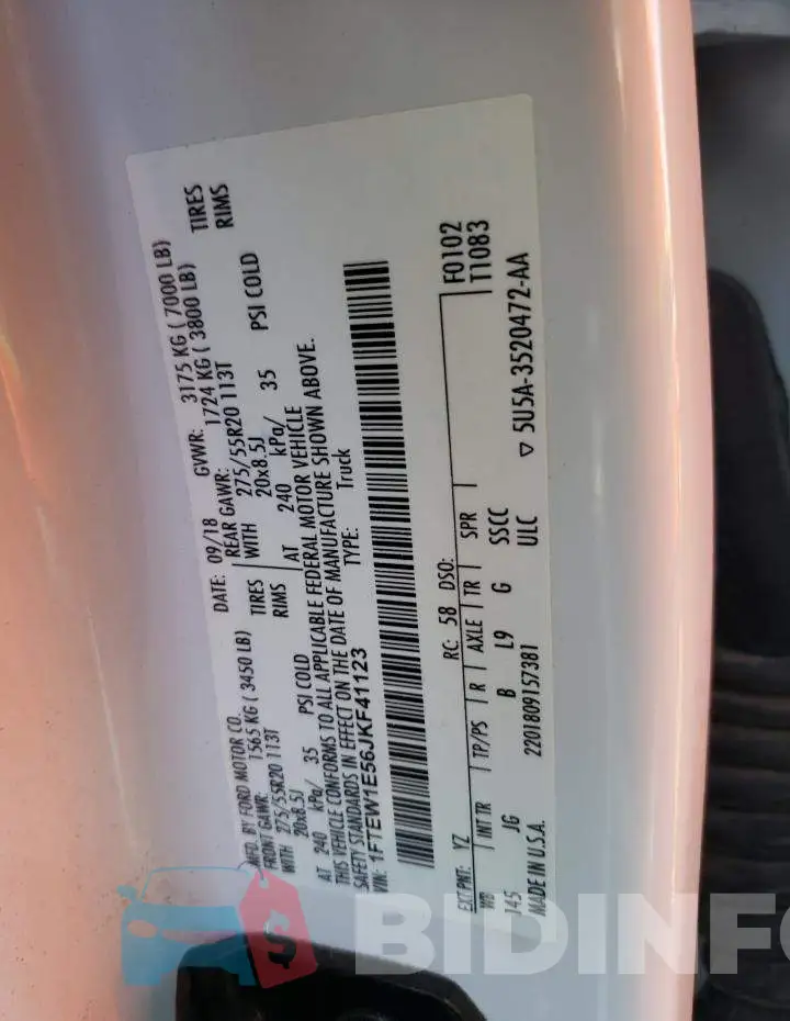 1FTEW1E56JKF41123 Photo# 12