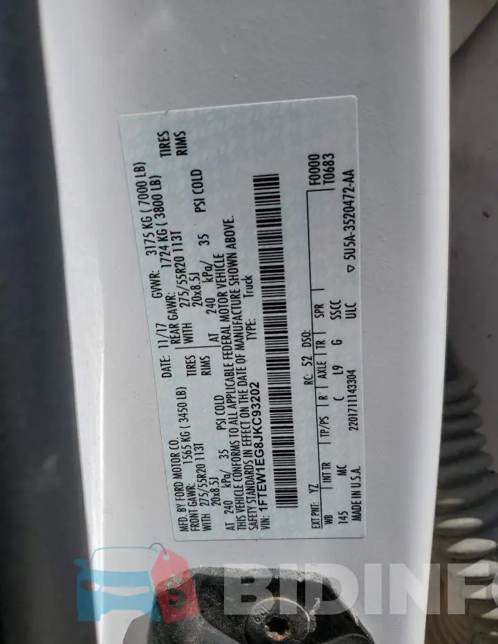 1FTEW1EG8JKC93202 Photo# 13