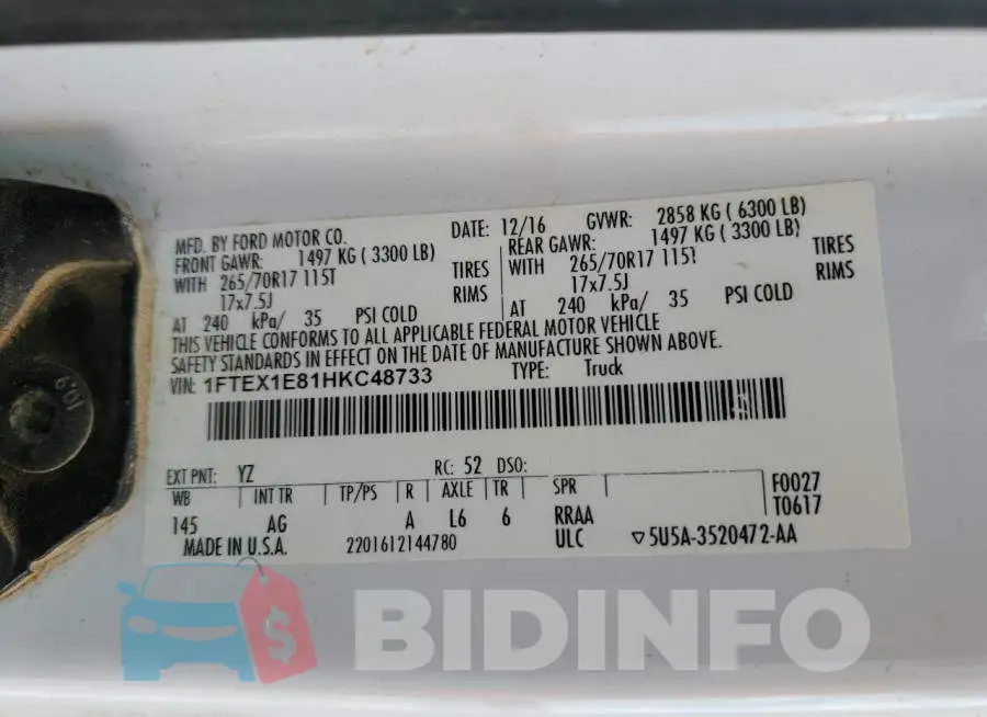 1FTEX1E81HKC48733 Photo# 12