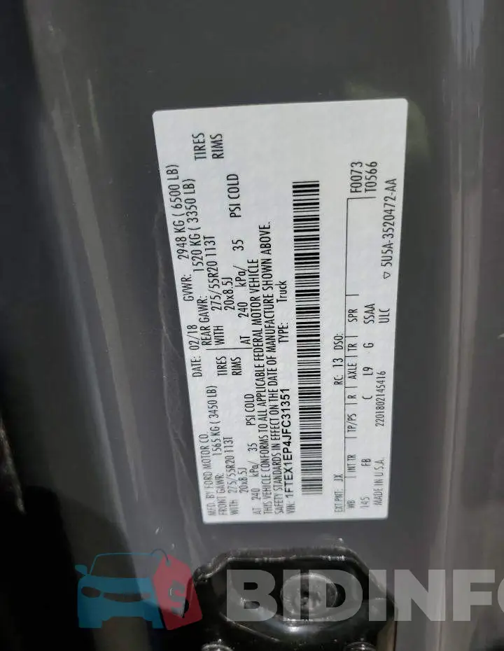 1FTEX1EP4JFC31351 Photo# 13