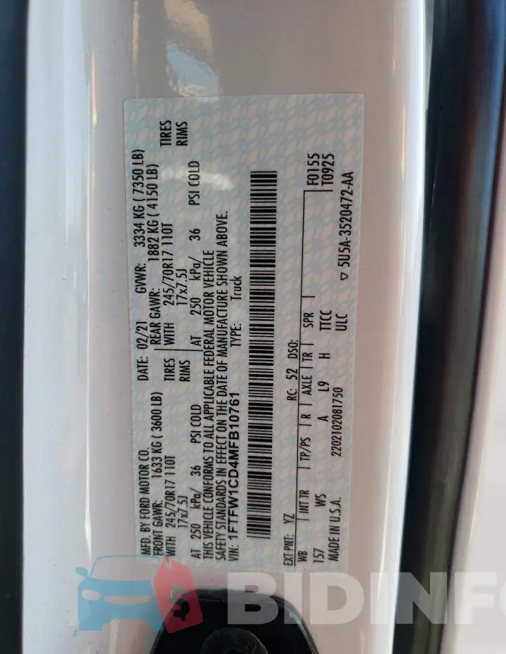 1FTFW1CD4MFB10761 Photo# 13