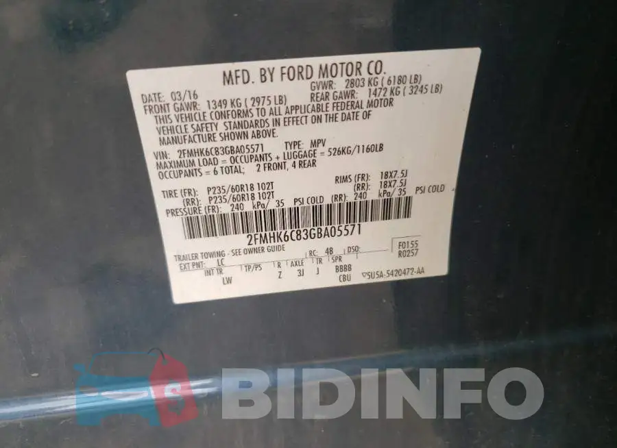 2FMHK6C83GBA05571 Photo# 14