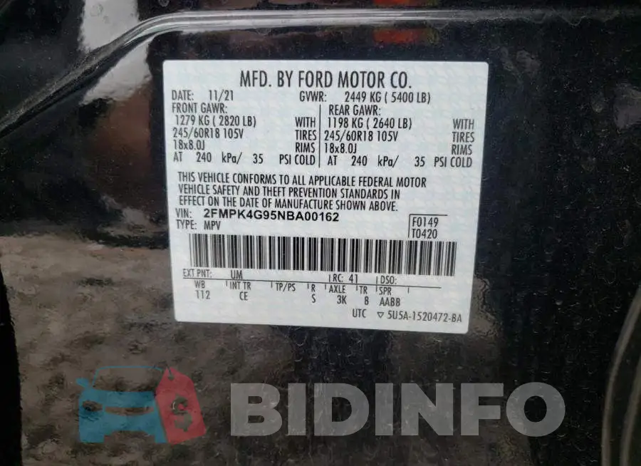 2FMPK4G95NBA00162 Photo# 12