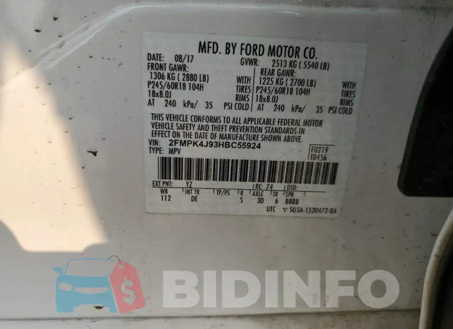 2FMPK4J93HBC55924 Photo# 12