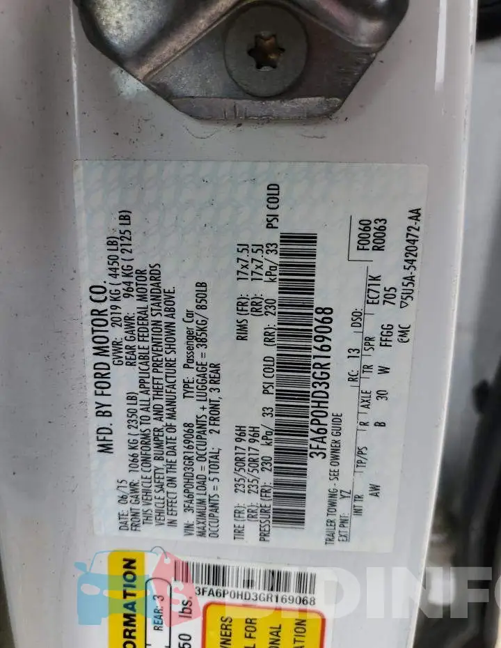 3FA6P0HD3GR169068 Photo# 12