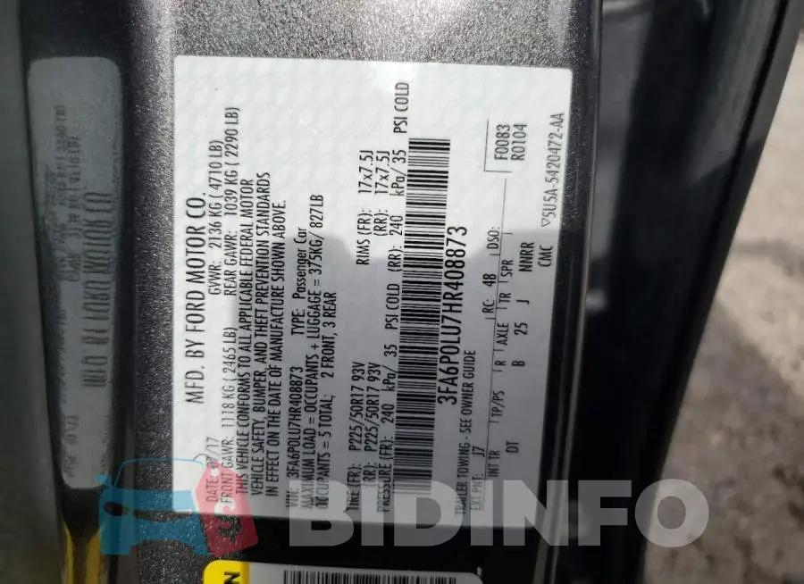 3FA6P0LU7HR408873 Photo# 12
