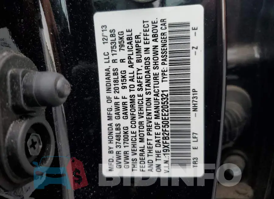 19XFB2F50EE205321 Photo# 13