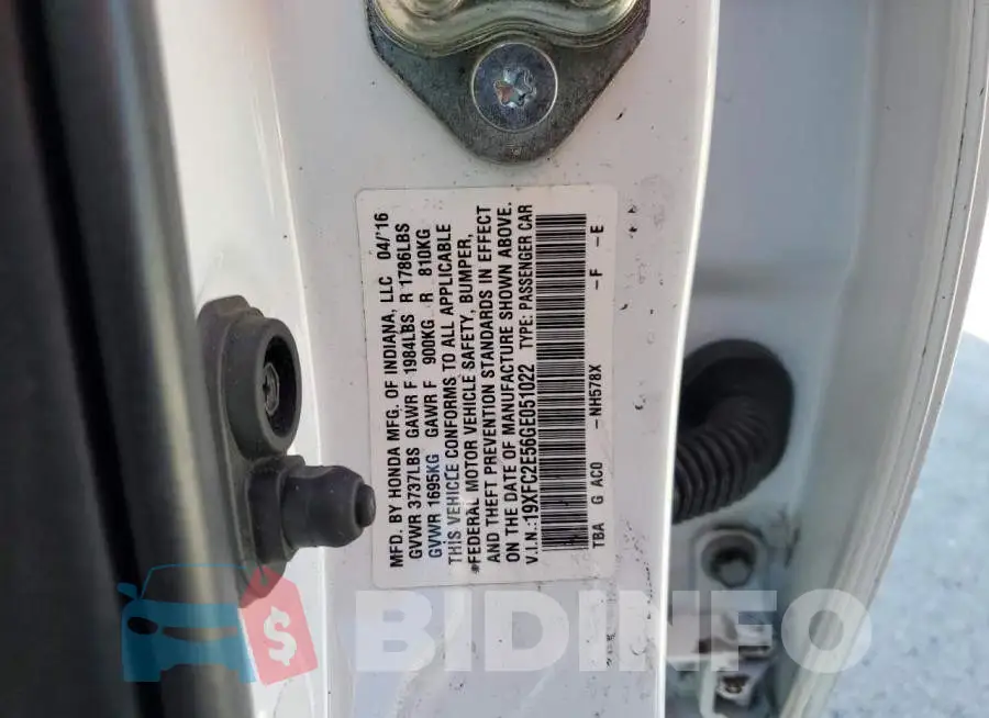 19XFC2E56GE051022 Photo# 13