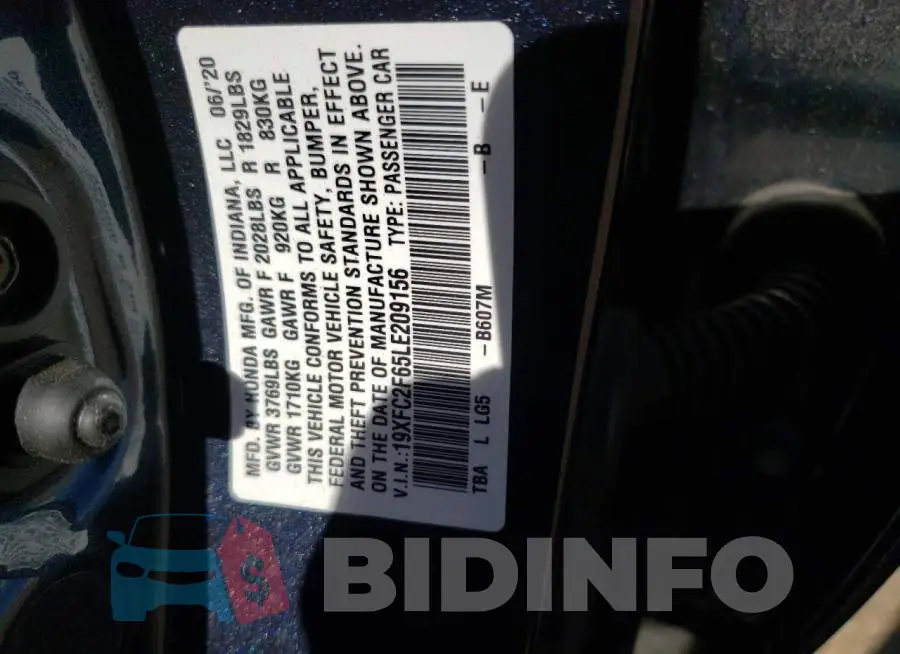 19XFC2F65LE209156 Photo# 13