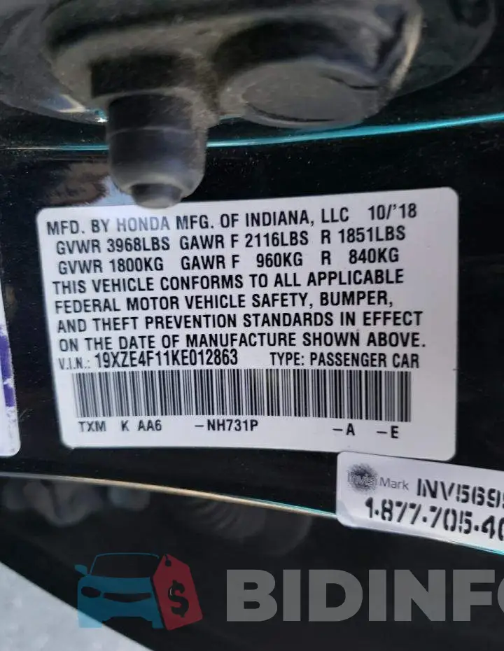 19XZE4F11KE012863 Photo# 13