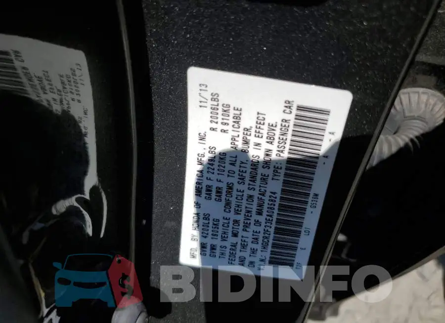 1HGCR2F33EA085824 Photo# 13