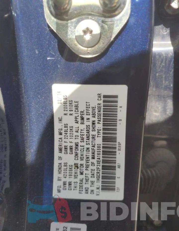 1HGCR2F3XEA165590 Photo# 13