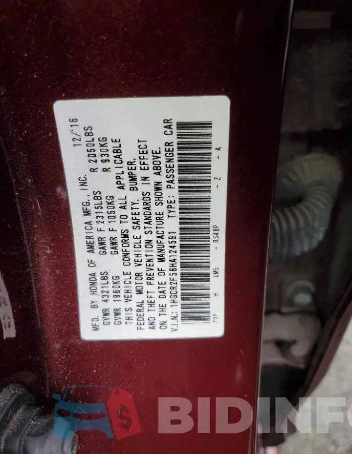 1HGCR2F58HA124591 Photo# 12