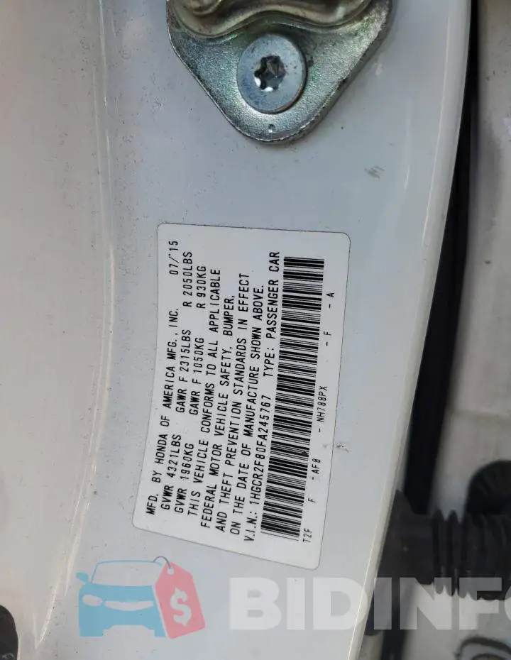 1HGCR2F80FA245767 Photo# 13