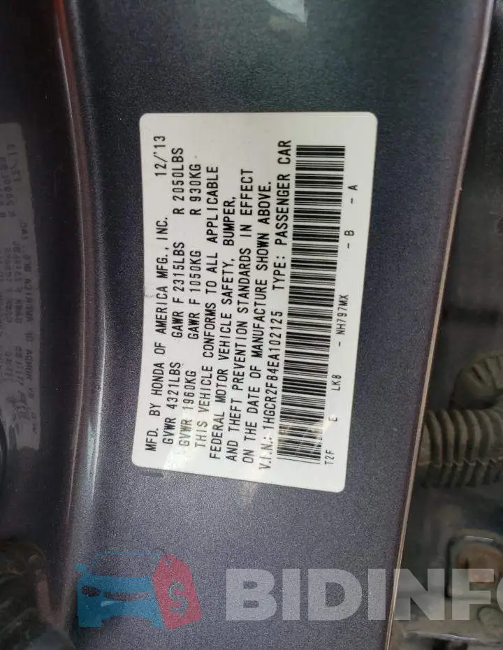 1HGCR2F84EA102125 Photo# 12