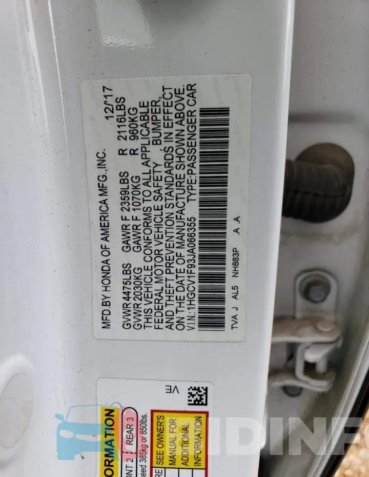 1HGCV1F93JA066355 Photo# 12