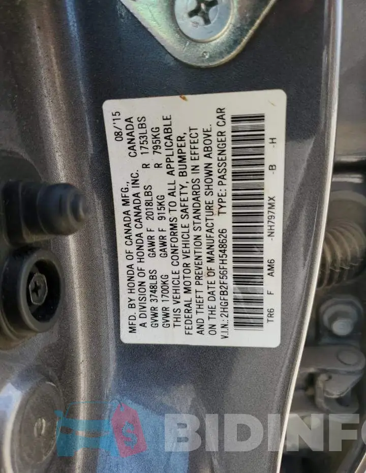 2HGFB2F56FH548626 Photo# 12