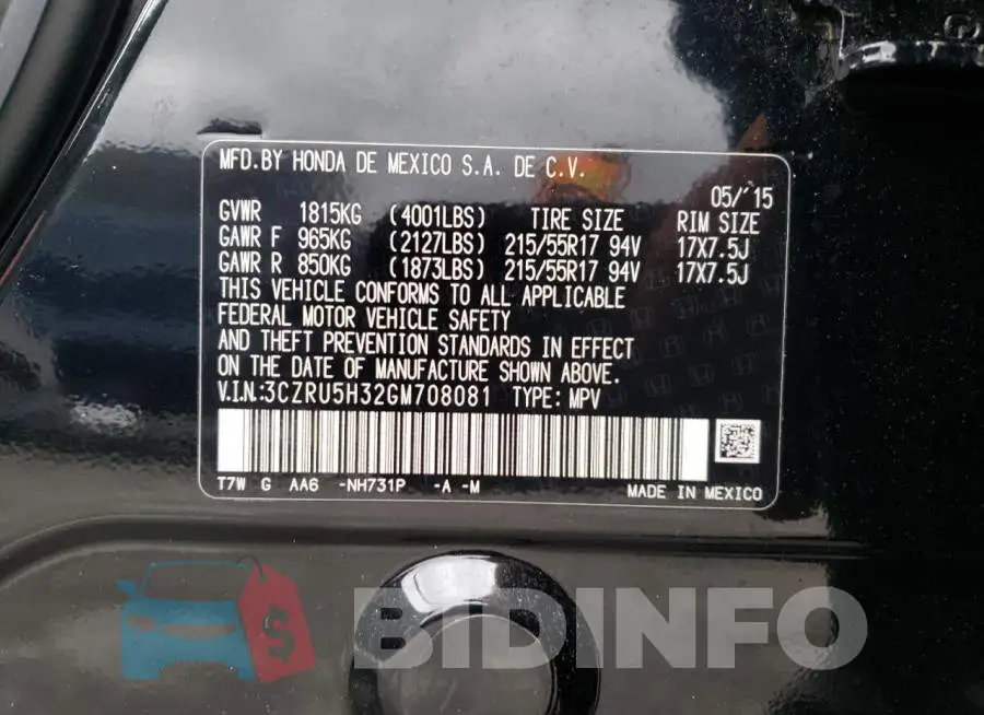 3CZRU5H32GM708081 Photo# 13