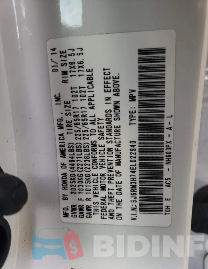 5J6RM3H74EL022940 Photo# 13