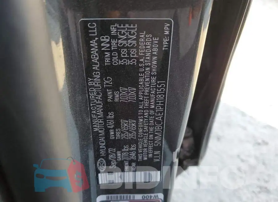 5NMJBCAE1PH181551 Photo# 12