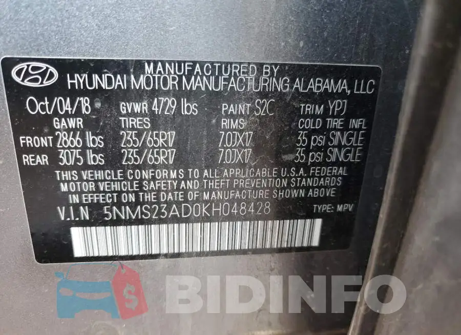 5NMS23AD0KH048428 Photo# 12