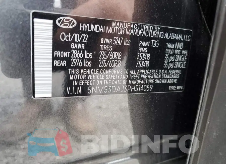 5NMS3DAJ3PH514059 Photo# 13