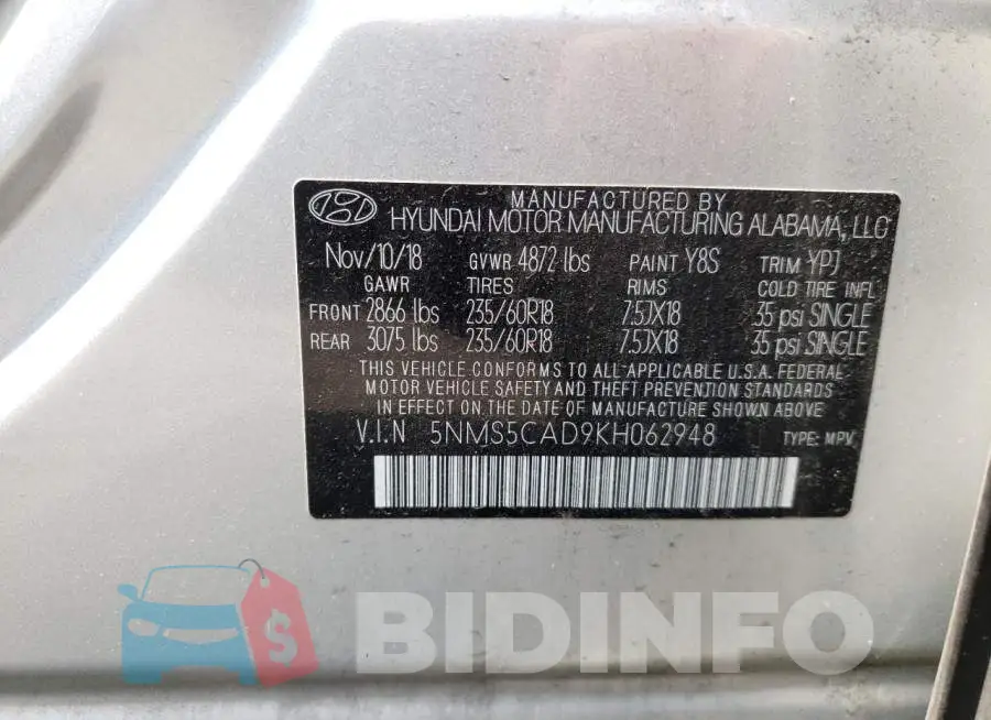 5NMS5CAD9KH062948 Photo# 12