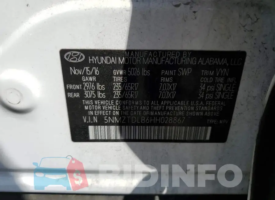 5NMZTDLB6HH028867 Photo# 13