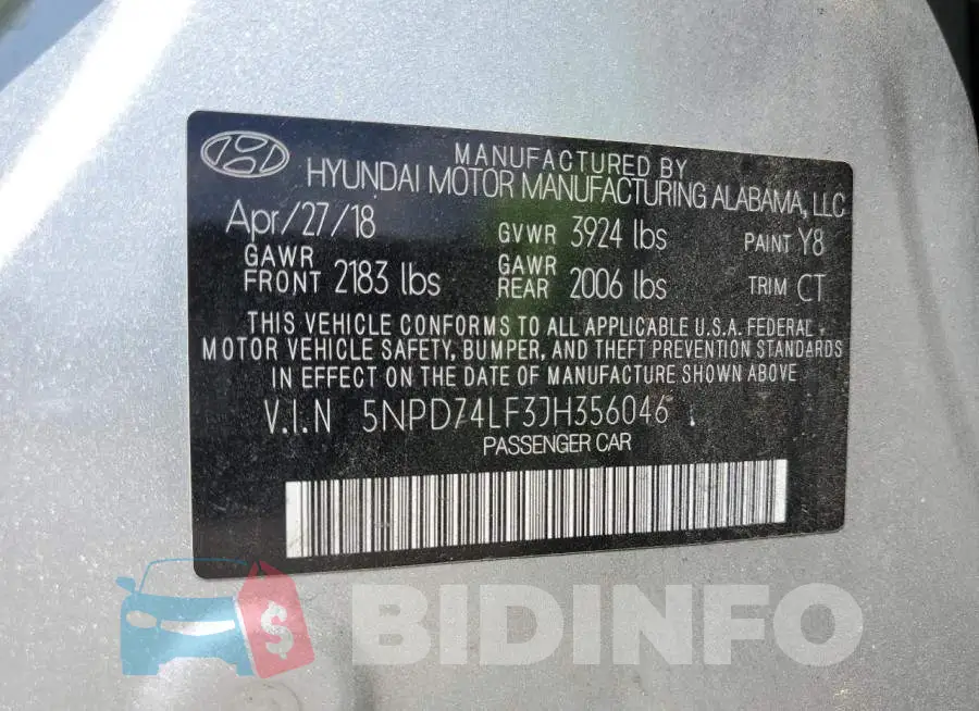 5NPD74LF3JH356046 Photo# 13