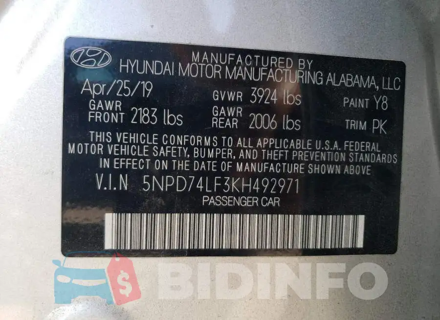 5NPD74LF3KH492971 Photo# 12