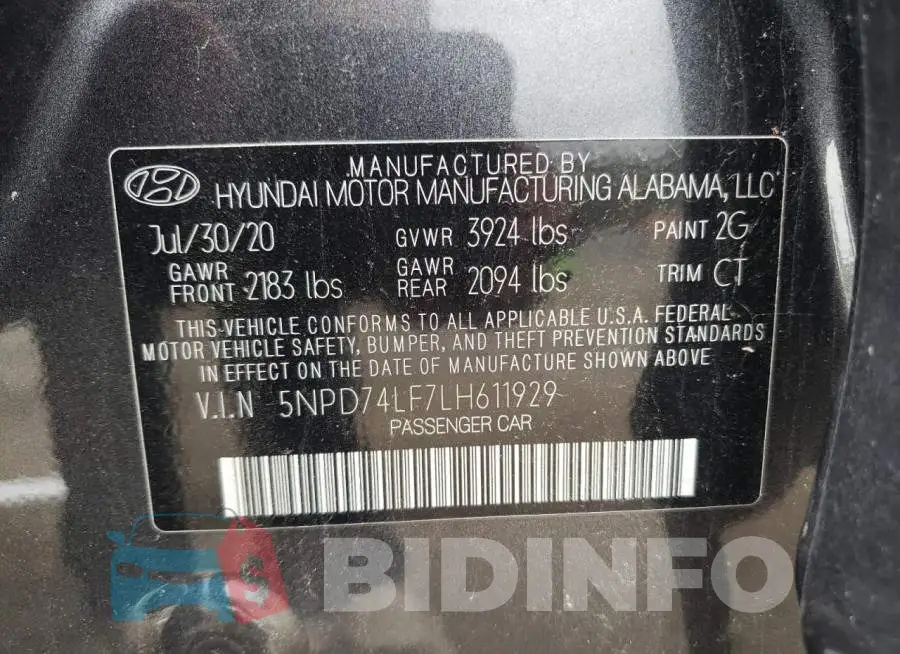 5NPD74LF7LH611929 Photo# 12