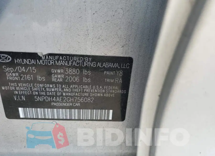 5NPDH4AE2GH756082 Photo# 12