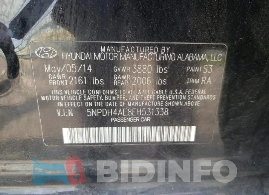 5NPDH4AE8EH531338 Photo# 13