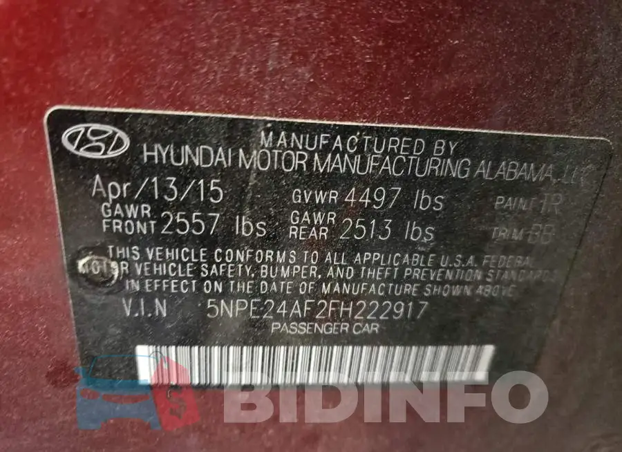 5NPE24AF2FH222917 Photo# 12