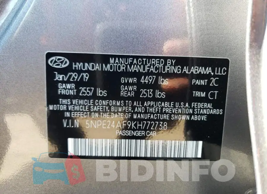 5NPE24AF9KH772738 Photo# 12