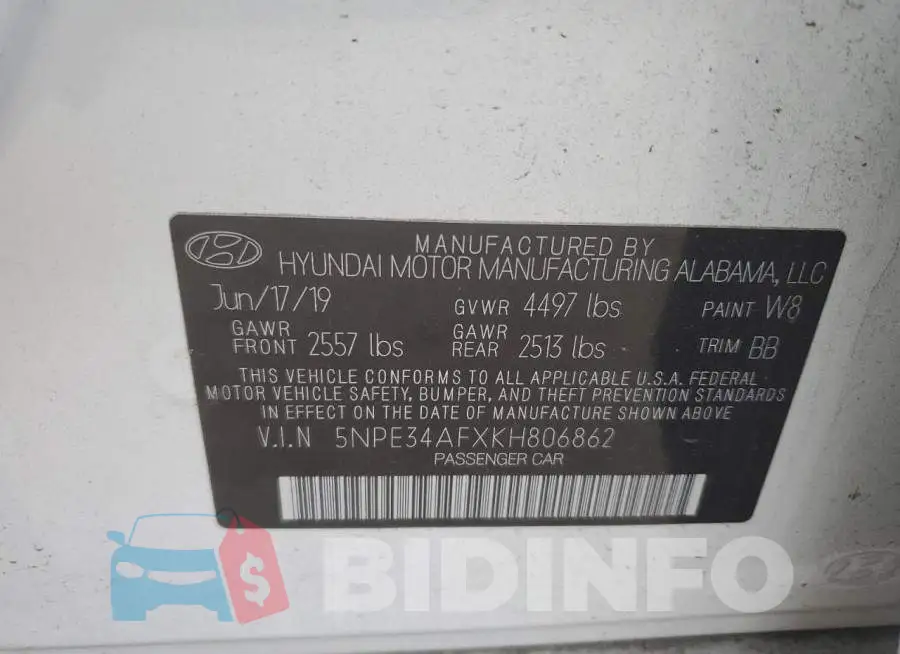5NPE34AFXKH806862 Photo# 12