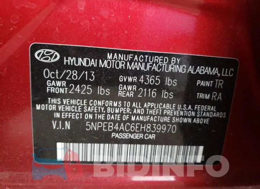 5NPEB4AC6EH839970 Photo# 13
