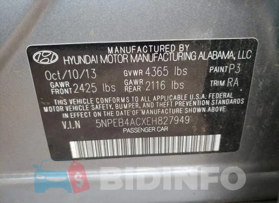 5NPEB4ACXEH827949 Photo# 12