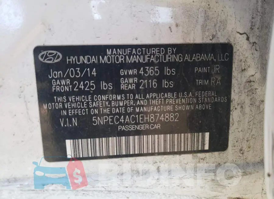 5NPEC4AC1EH874882 Photo# 12