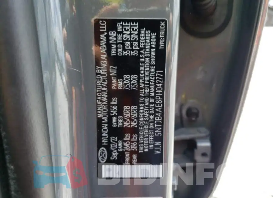 5NTJB4AE8PH042771 Photo# 12
