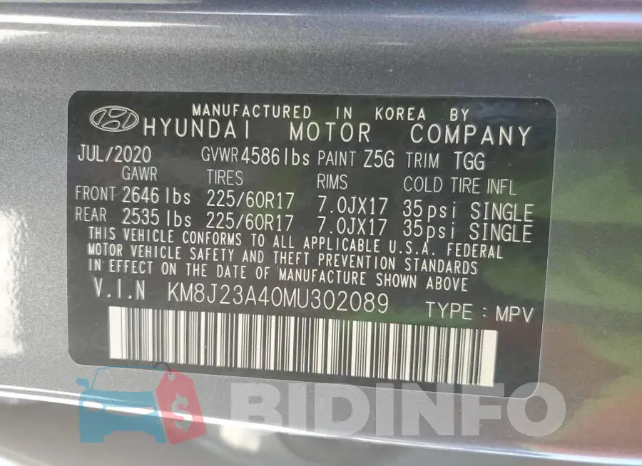 KM8J23A40MU302089 Photo# 13