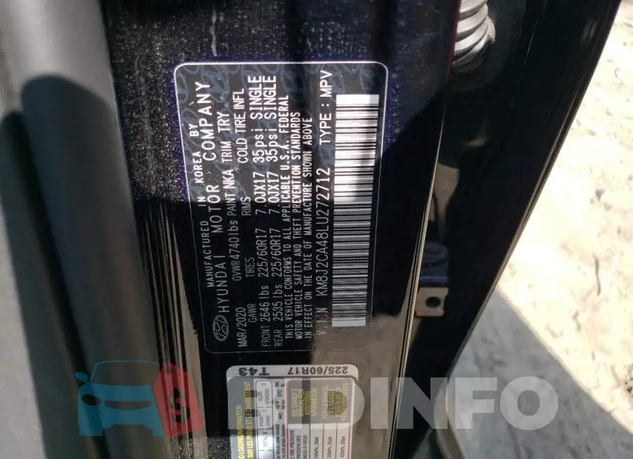 KM8J2CA48LU272712 Photo# 13