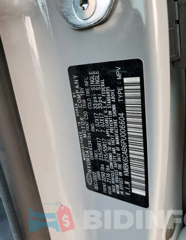KM8K6CAB6PU006604 Photo# 13