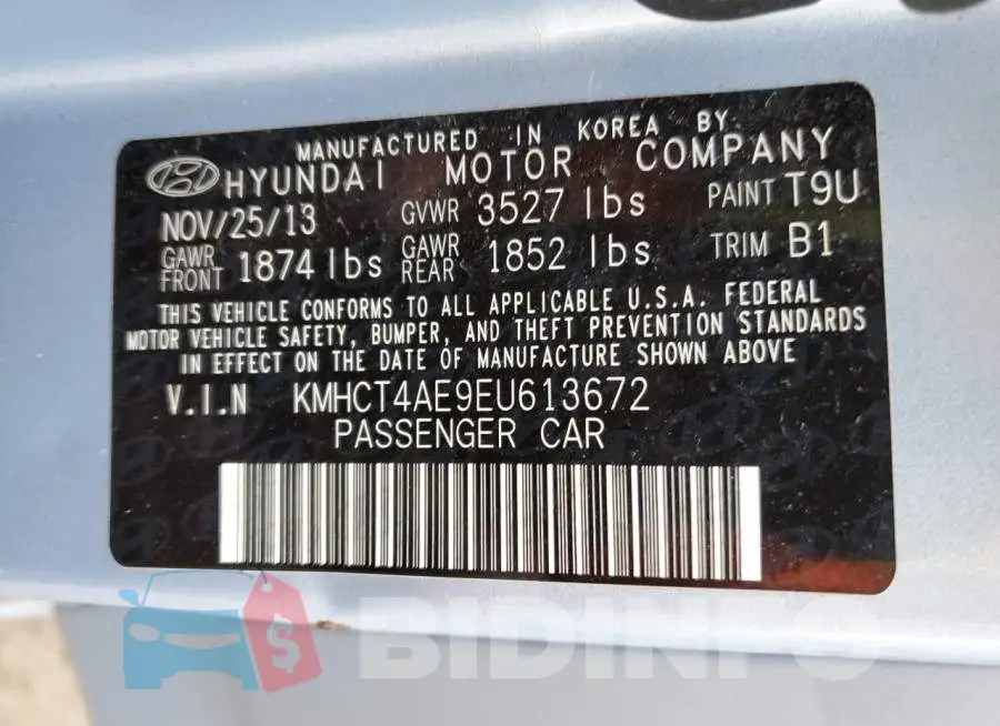 KMHCT4AE9EU613672 Photo# 13