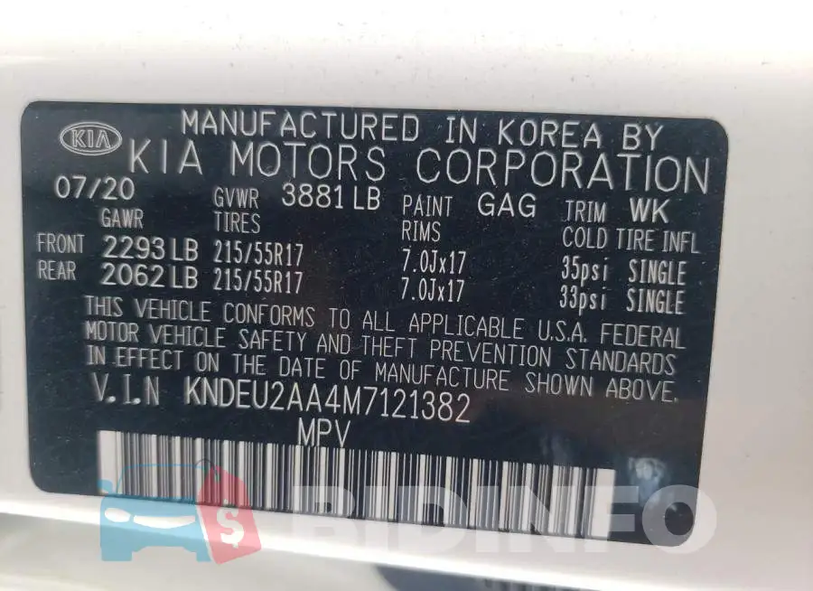KNDEU2AA4M7121382 Photo# 13