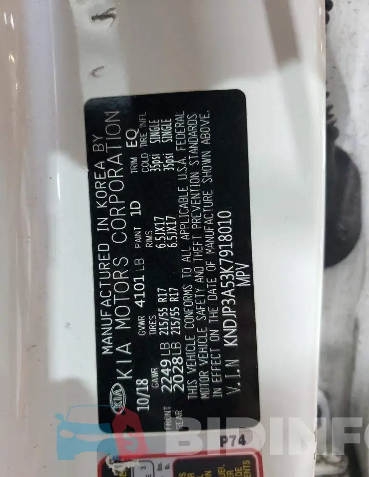 KNDJP3A53K7918010 Photo# 14