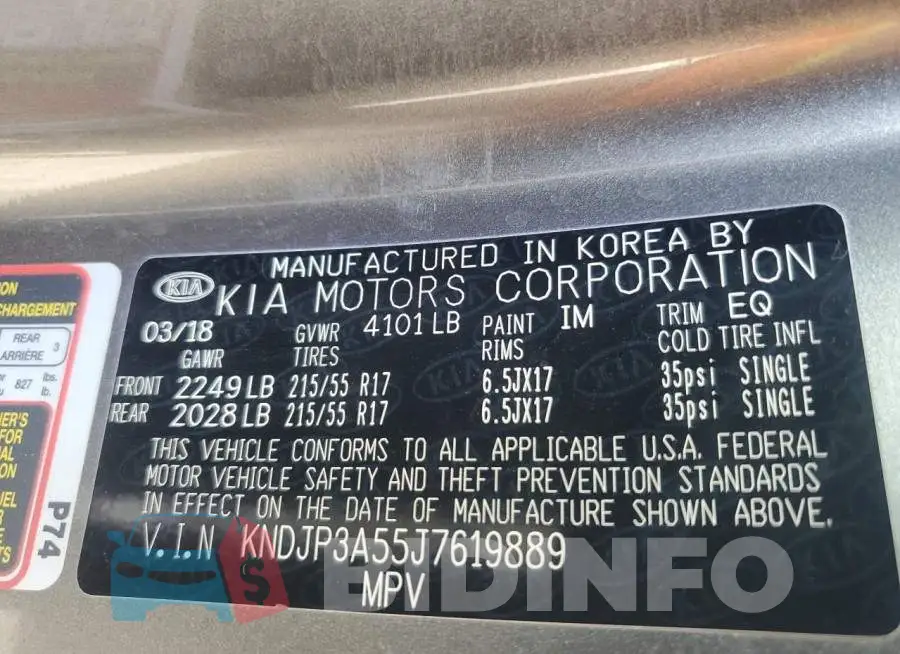 KNDJP3A55J7619889 Photo# 12