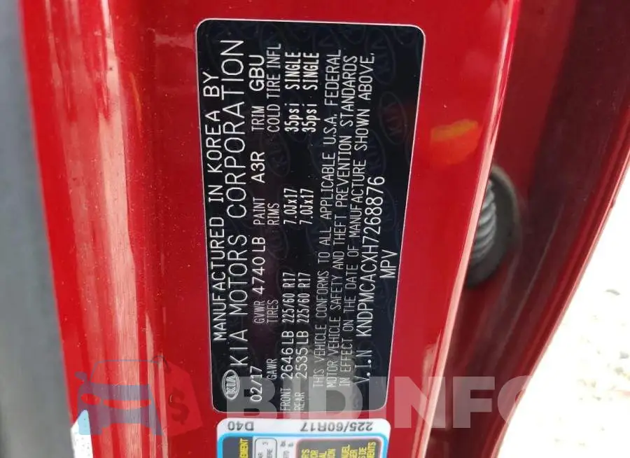 KNDPMCACXH7268876 Photo# 12